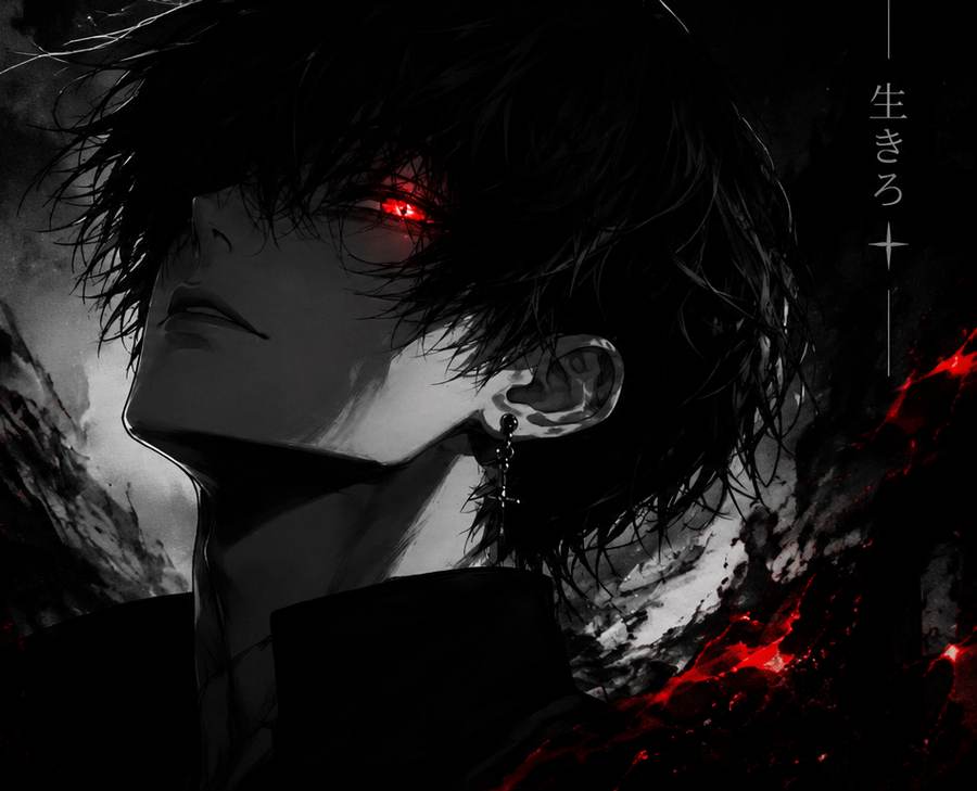 Personnage de snw, dessin en noir et blanc, œil rouge